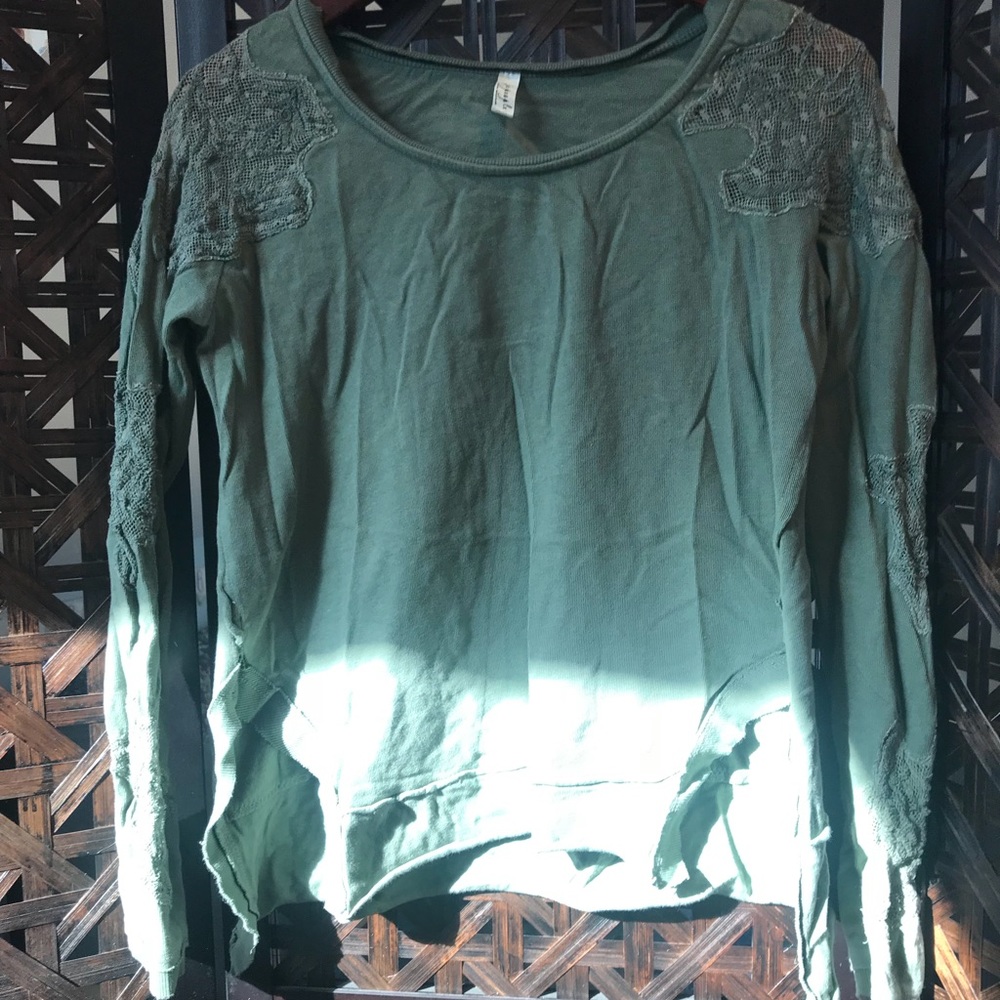 Free People Mesh Accent Pullover